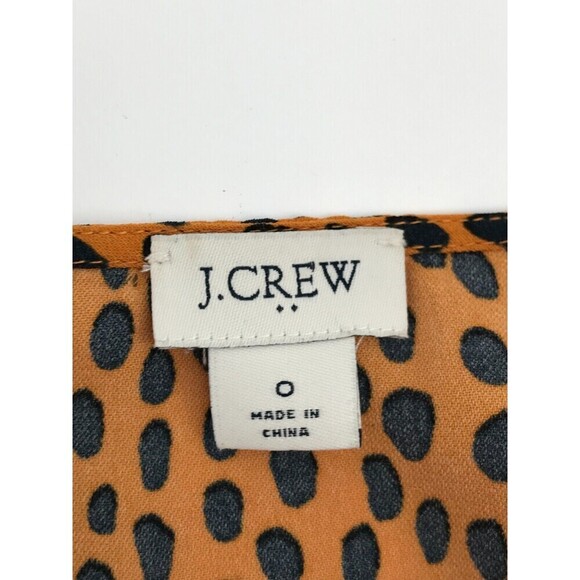 J.Crew Orange Black Spotted Drapey Twill Wrap Dress Sz 0 | Chic Short Sleeve - Picture 3 of 9